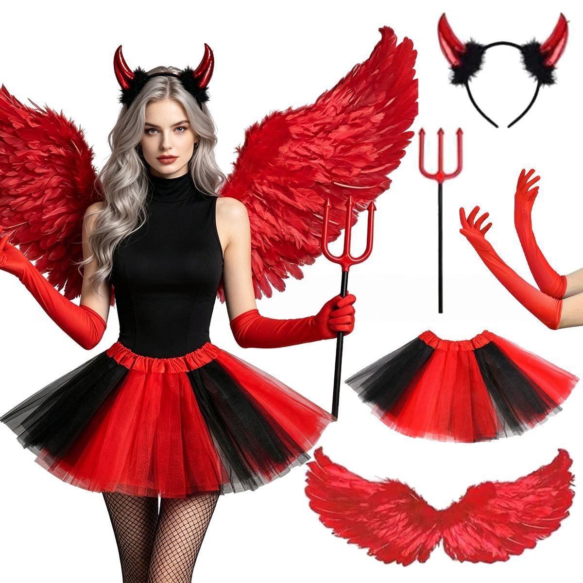 Women'S Red Accessories - Disfraz de Halloween: conjunto de accesorios