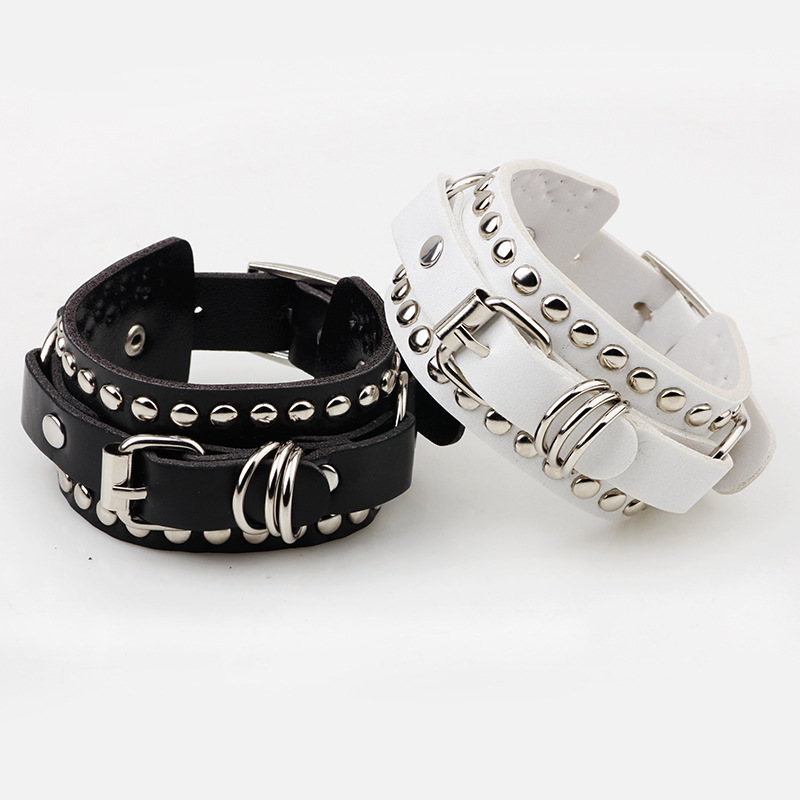 Pulsera gótica de cuero negro, - Women'S Emo Accessories reseña y precio