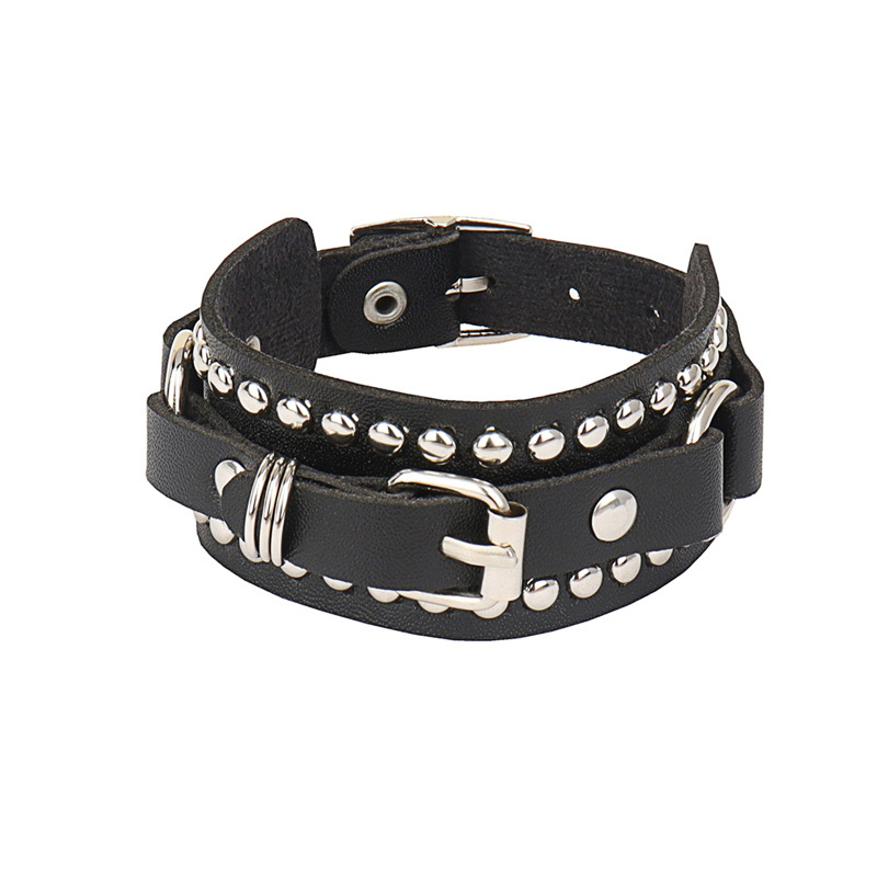 Pulsera gótica de cuero negro, - Women'S Emo Accessories reseña y precio