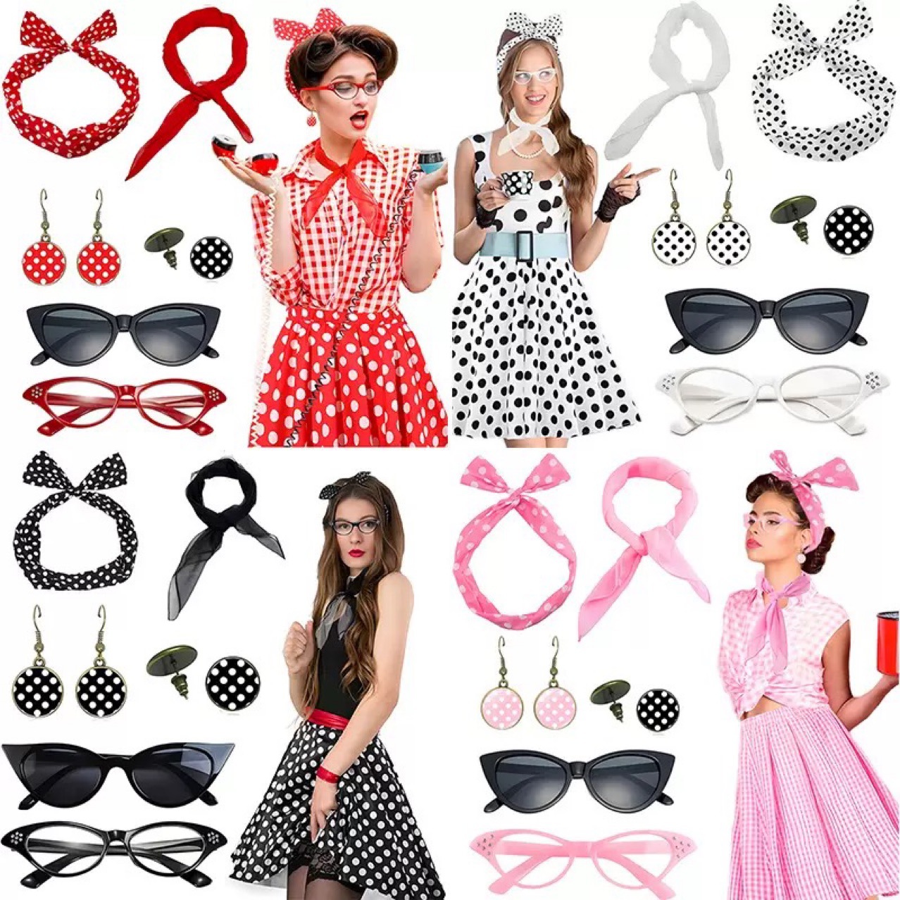 Disfraz de fiesta hippie retro - Women'S Accessories In The 1950S reseña y precio